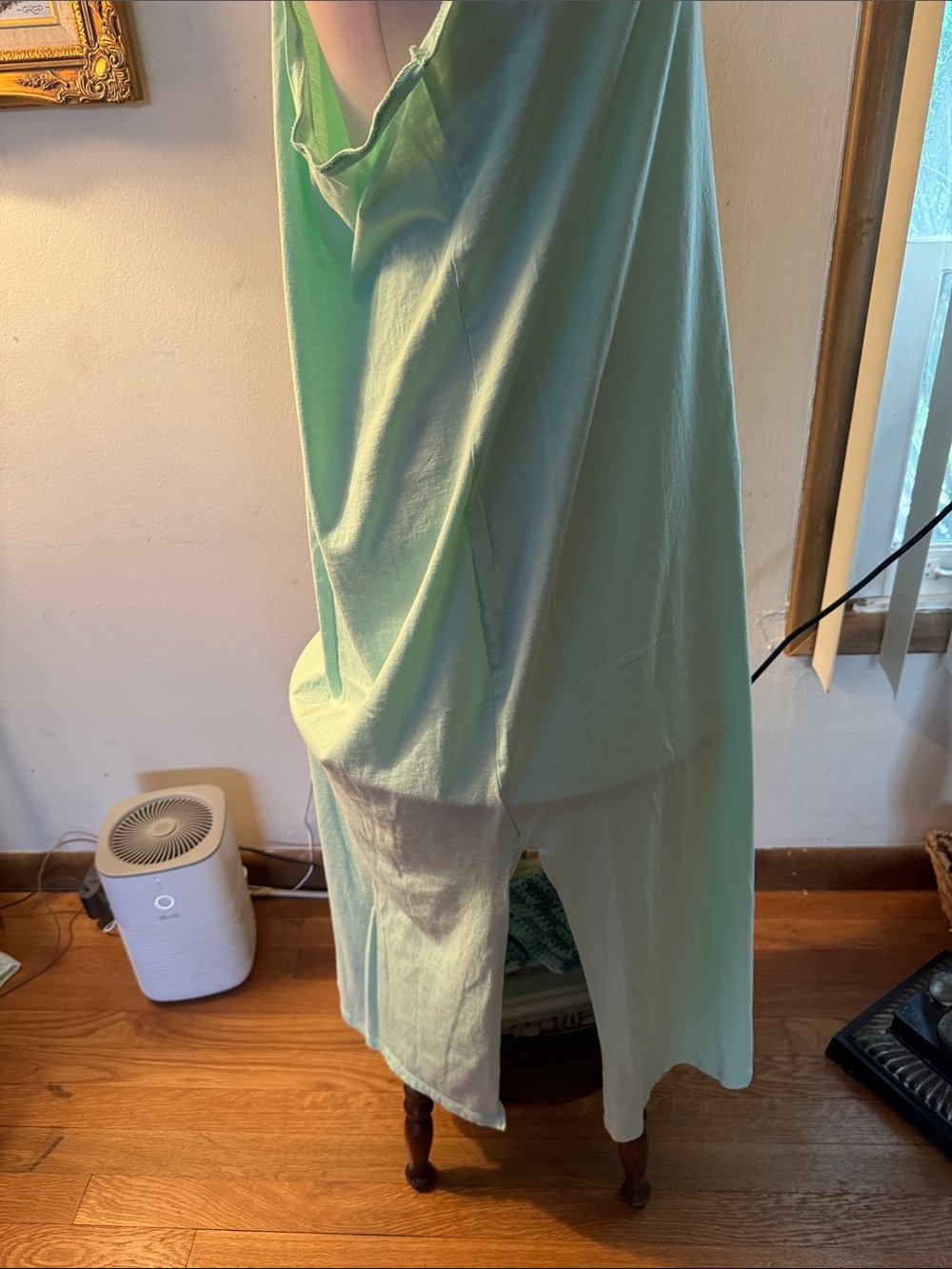 🐷🆕 Victoria's Secret Mint Green 100% Cotton Racerback Maxi Sleep Dress - Picture 6 of 10